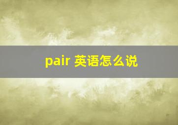 pair 英语怎么说